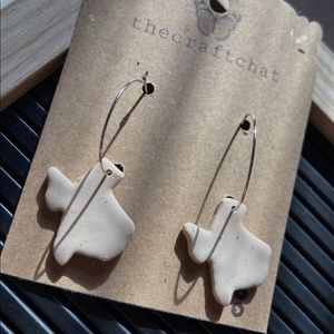 Polymer clay beige Texas hoop earrings